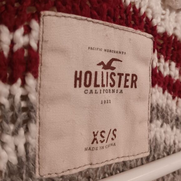 Hollister Longline Knit Cardigan-Size XS/S-Striped-Open Front-Slouchy-Preppy - Picture 7 of 9